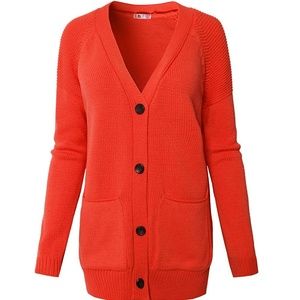 Orange Cardigan Sweater